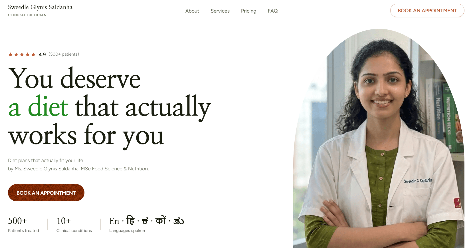 Personal website for a Dietician preview 1
