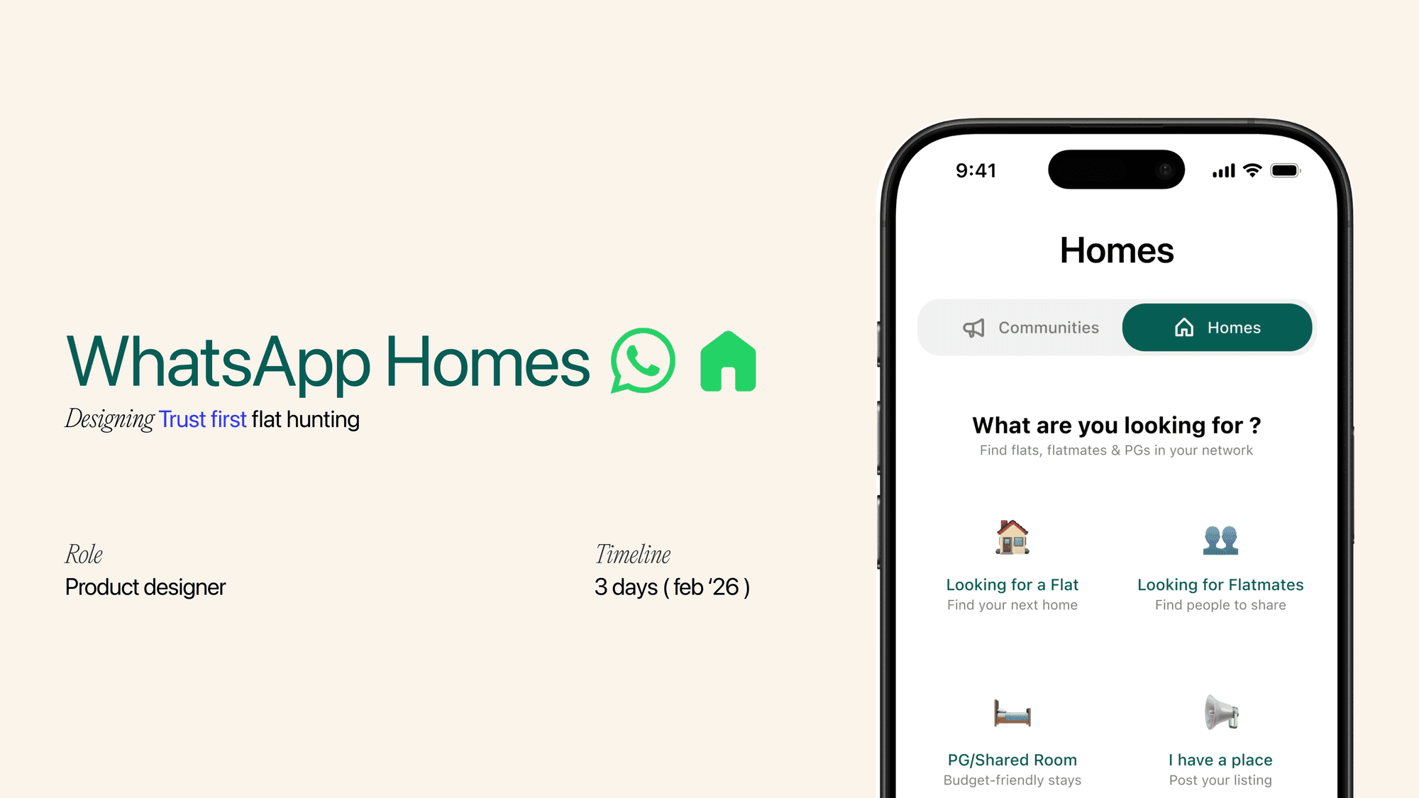 WhatsApp Find Flat & Flatmates case study