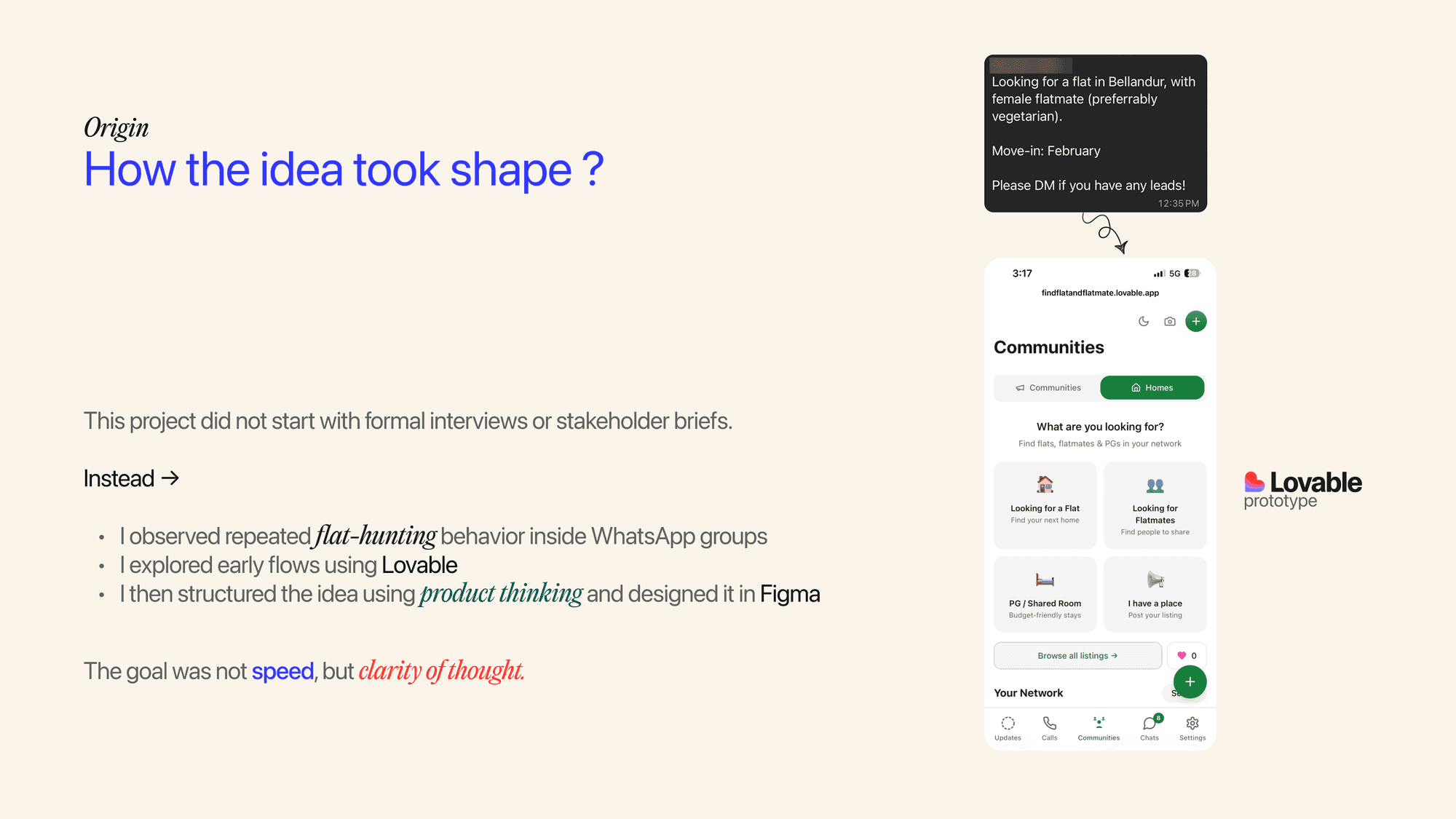 WhatsApp Find Flat & Flatmates case study
