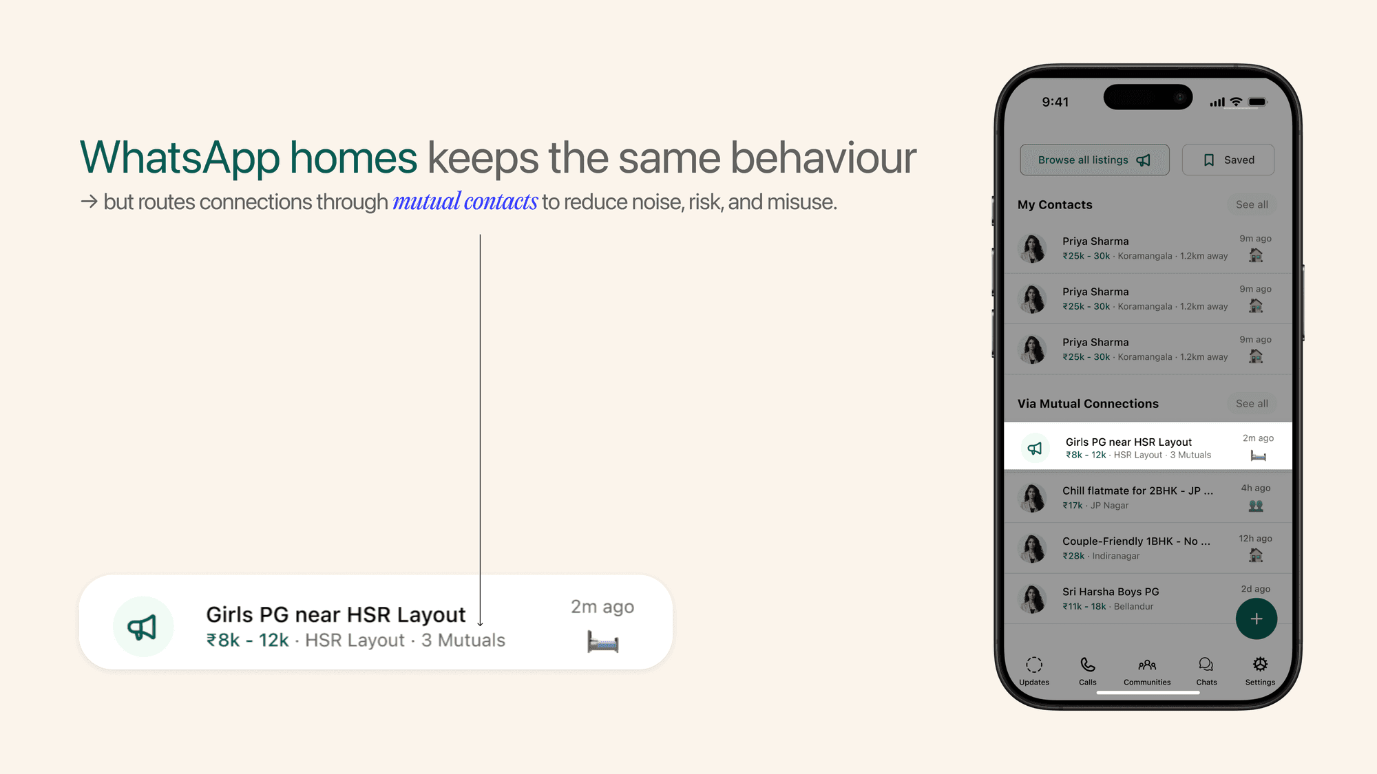 WhatsApp Find Flat & Flatmates case study
